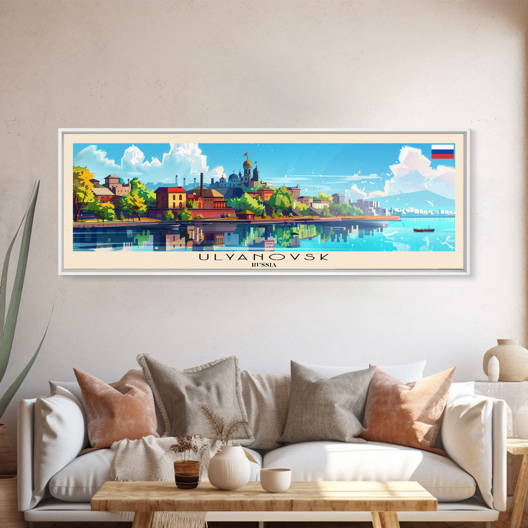 Ulyanovsk Russia Travel Art, City Art, Framed Canvas Print or Metal Wall Art, Europe Travel Poster, Panoramic Wall Art, Extra Wide Wall Art