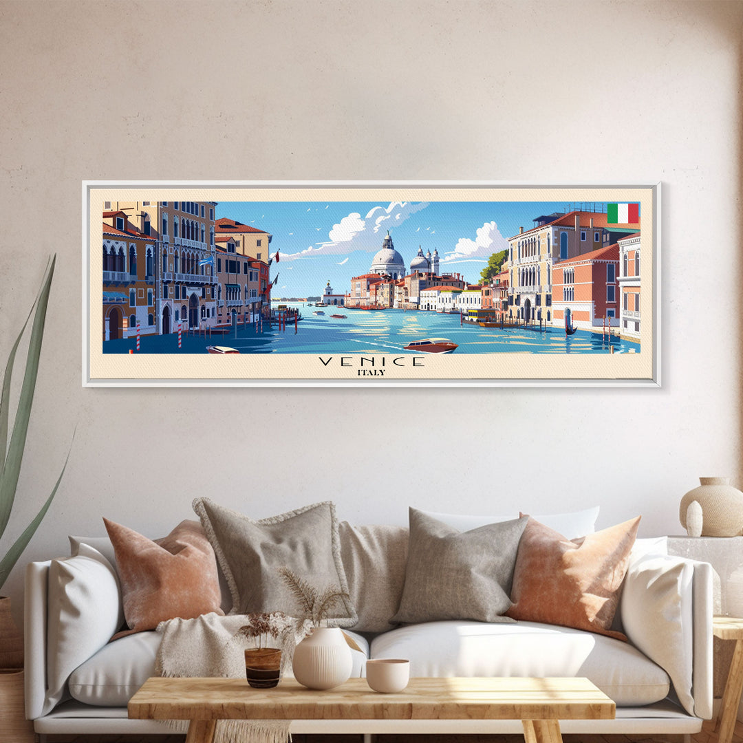 Venice Italy Travel Print Wall Art, Panoramic City Art, Travel Art, Wall Decor, Vacation Gift, Framed Canvas Print Or Metal Art