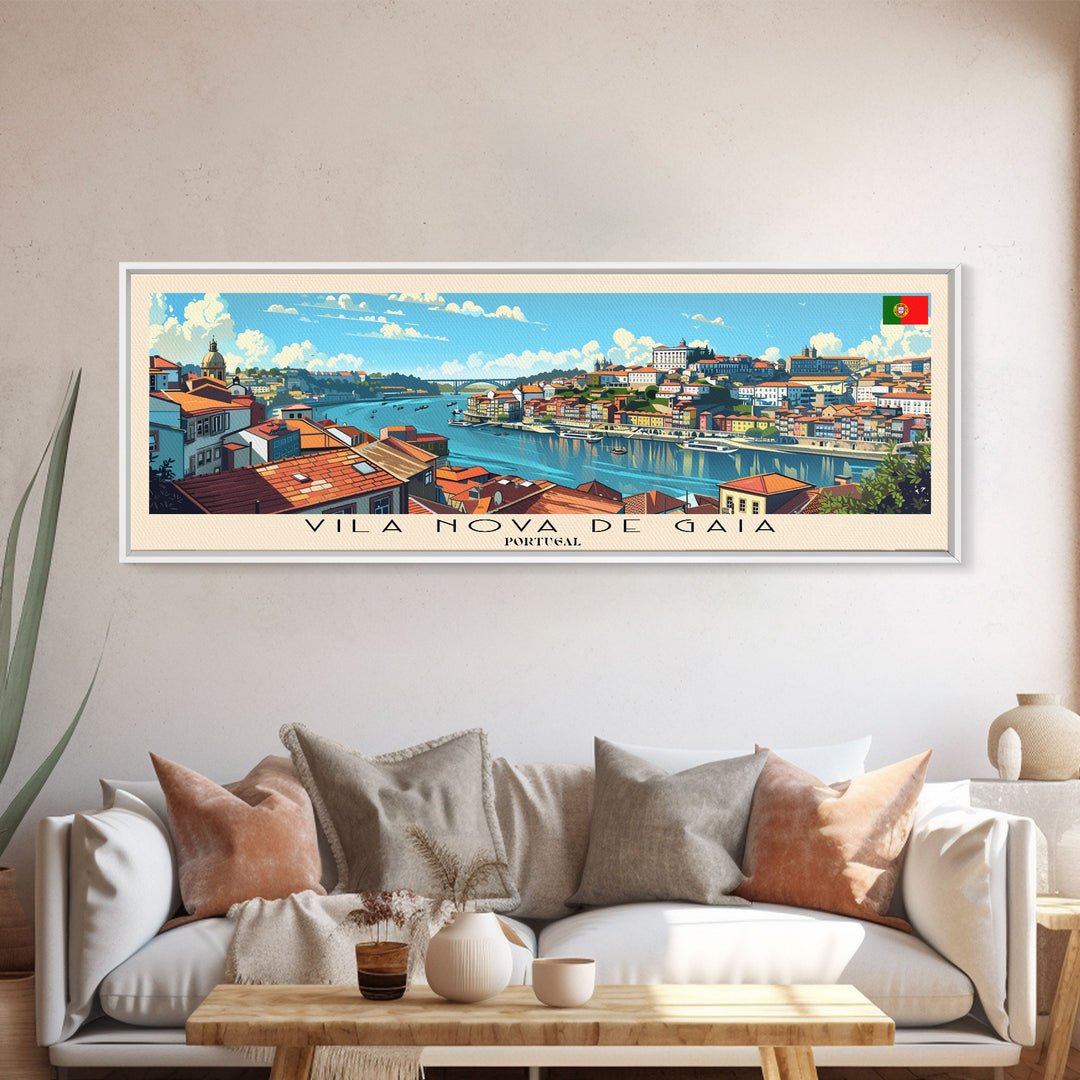 Vila Nova de Gaia Portugal Travel Print Wall Art, Panoramic City Art, Travel Art, Wall Decor, Vacation Gift, Framed Canvas Print Or Metal Art