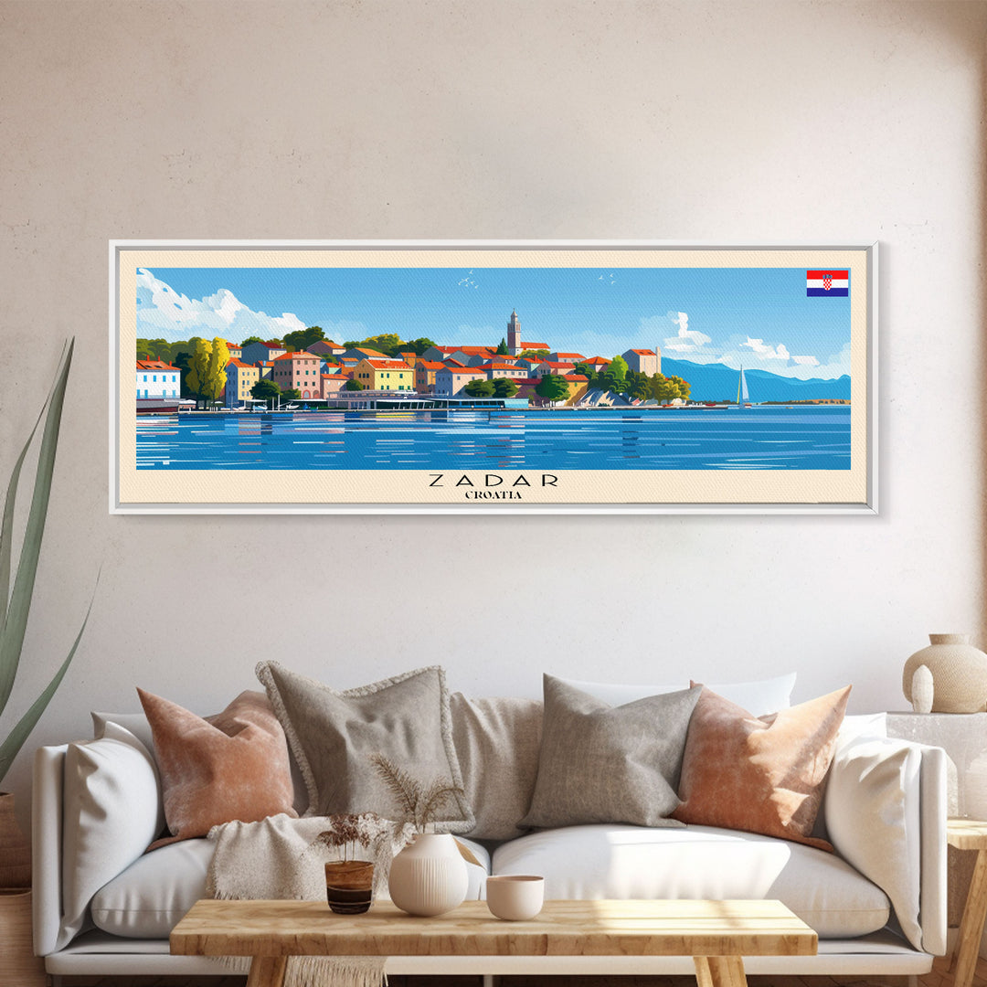 Zadar Croatia Travel Print Wall Art, Panoramic City Art, Travel Art, Wall Decor, Vacation Gift, Framed Canvas Print Or Metal Art