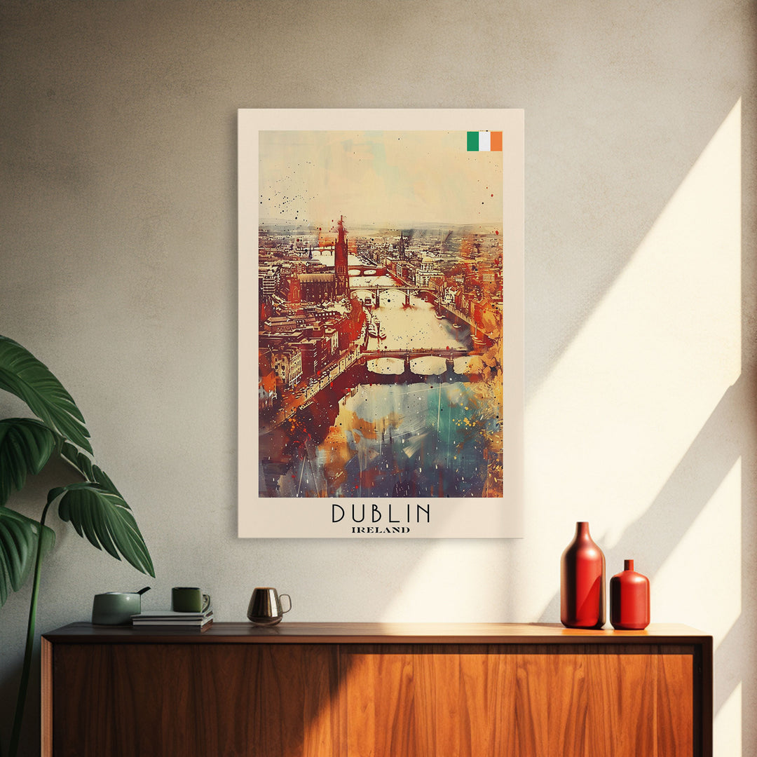 Vibrant Dublin, Ireland Framed Canvas Print. Perfect Wall Art for Living Room or Bedroom Decor, Captivating Travel Poster Art.