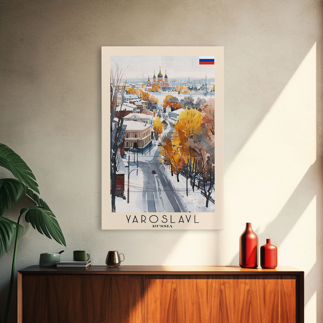 Yaroslavl Russia Travel Poster Framed Canvas Print, Watercolor Painting, Scenic Wall Art, Home Decor, Russian Landscape, Perfect Gift Idea