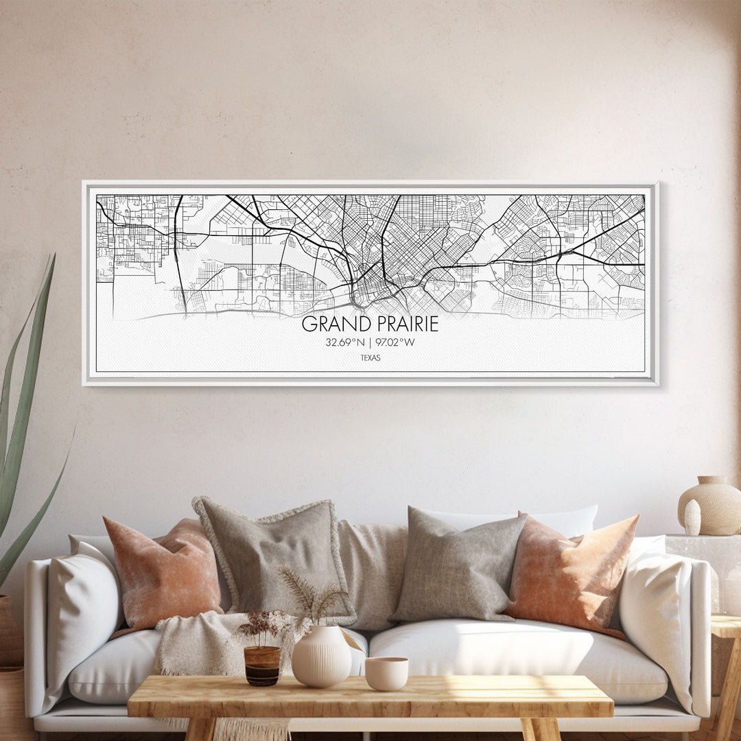 Panoramic Grand Prairie City Map, Texas Art, Map Print, Minimalist Wall Art, Canvas Art, Housewarming Gift, Street Map Art, Closing Gift