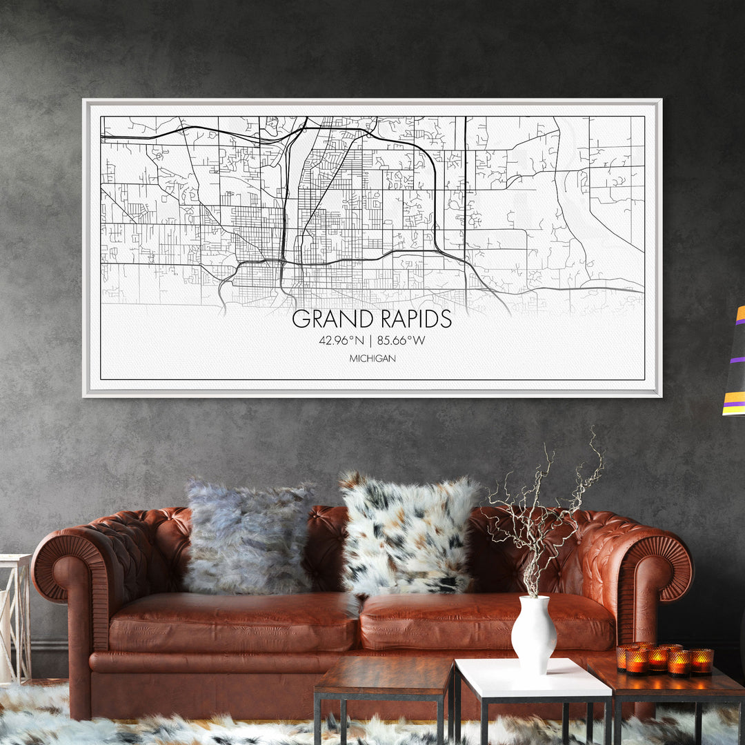 Grand Rapids City Map, Michigan Map, Map Art, Minimalist Art, Wall Art, Canvas Art, Graduation Gift, Modern Farmhouse Wall Art, Office Art