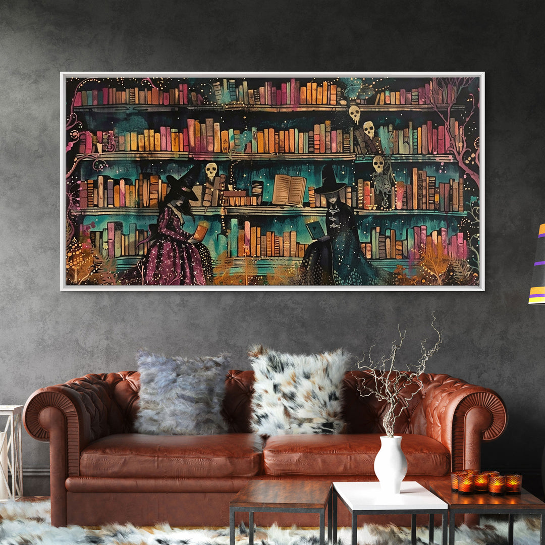 The Witch's Library Framed Canvas Print - Spooky Season Wall Art - Spooky Season - Spooky Decor - Halloween Wall Art