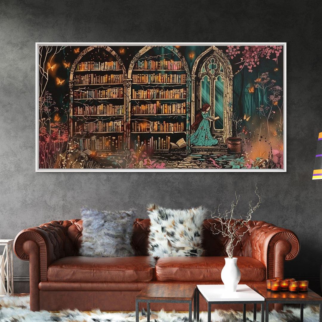 The Witch's Library Framed Canvas Print - Spooky Season Wall Art - Spooky Season - Spooky Decor - Halloween Wall Art