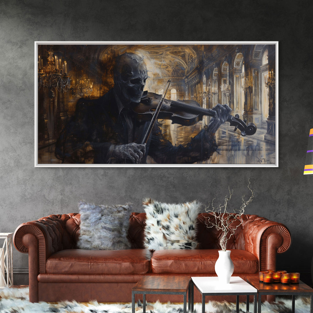 The Spectre Violinist, Specter, Framed Canvas Print, halloween Decor, Halloween Wall Art, Halloween Painting Seasonal Decor