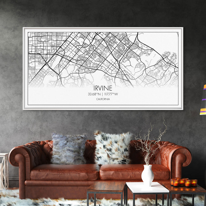 Irvine City Map, California Map, Map Art, Modern Art, Wall Art, Canvas Art, Bedroom Wall Décor, Engagement Gift, Tiny Home Décor, Home Décor