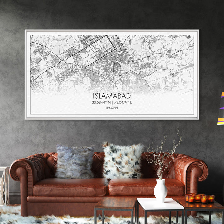 Islamabad City Map, Pakistan Map, Map Art, Modern Art, Wall Art, Canvas Art, Travel Wall Art, Office Wall Print, Gifts For Him, Room Décor