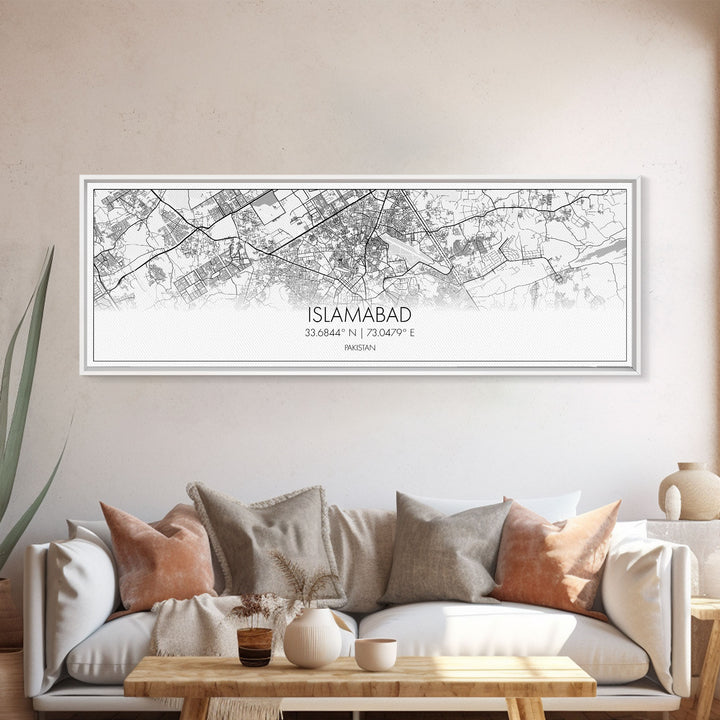 Panoramic Islamabad City Map, Pakistan Art, Map Print, Minimalist Wall Art, Canvas Art, Housewarming Gift, Street Map Art, Closing Gift