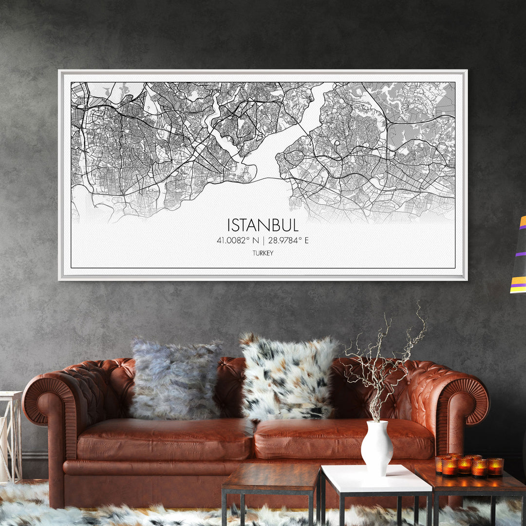 Istanbul City Map, Turkey Map, Map Art, Modern Art, Wall Art, Canvas Art, Travel Art, Best Friend Gift, Family Wall Art, Wall Décor