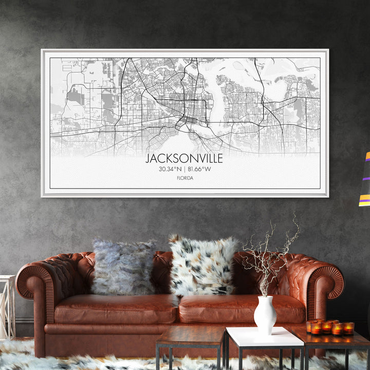 Jacksonville City Map, Florida Map, Map Art, Modern Art, Wall Art, Canvas Art, Bar Cart Art, Wall Print Trendy, Girlfriend Gift, Office Art