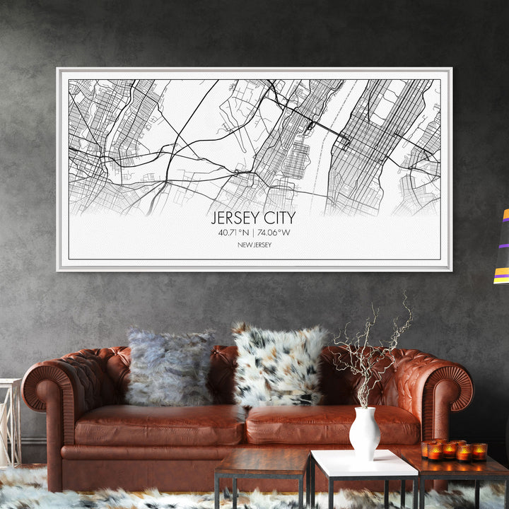 Jersey City Map, New Jersey Map, Map Art, Modern Art, Wall Art, Canvas Art, Wall Art Prints, Office Wall Art, Gift For Couples, Room Décor