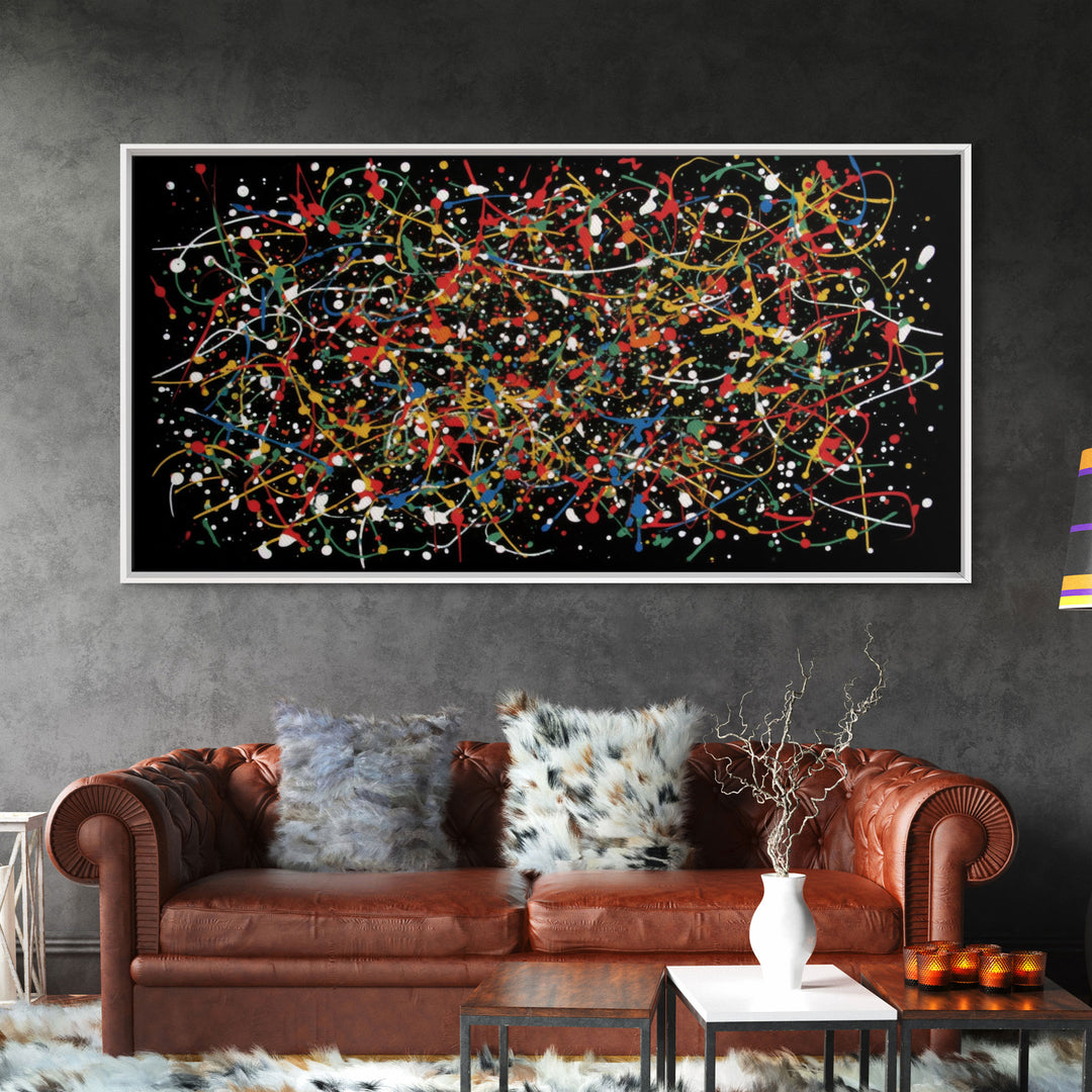 Large Original Abstract Painting Print For Living Room Jackson Pollock inspired Style Art Modern Pollock Style Splatter & Dripping Painting