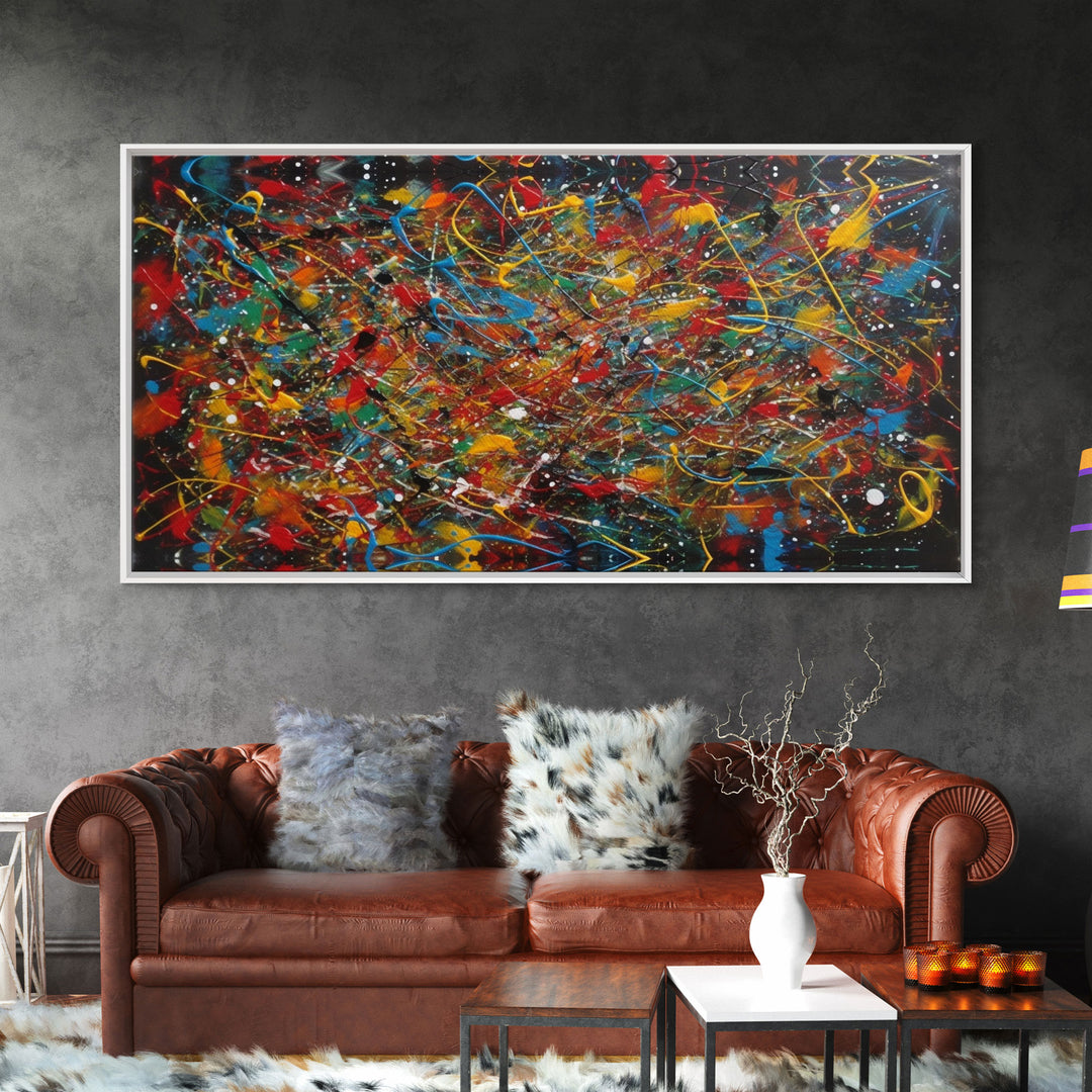 Large Original Abstract Painting Print For Living Room Jackson Pollock inspired Style Art Modern Pollock Style Splatter Wall Art