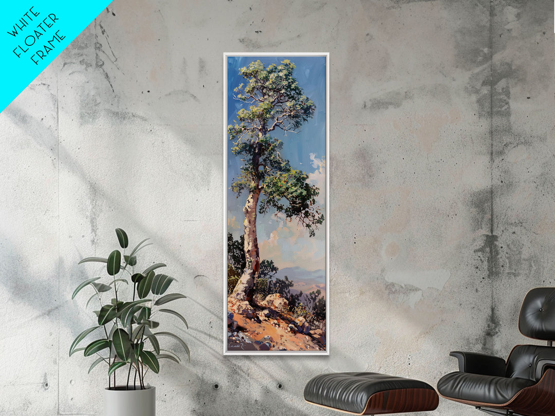 Mountain Landscape Canvas Art Framed, Tall and Skinny Canvas Wall Print, Modern Landscape Painting, Desert Wall Art for Living Room