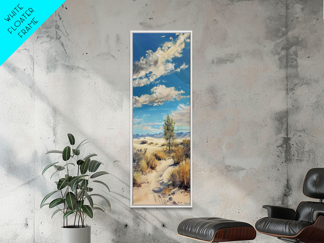 Western Mountain Landscape Canvas Painting Framed, Tall and Narrow Wall Art, Coastal Art Print for Office, Beach Landscape Art, Modern Art