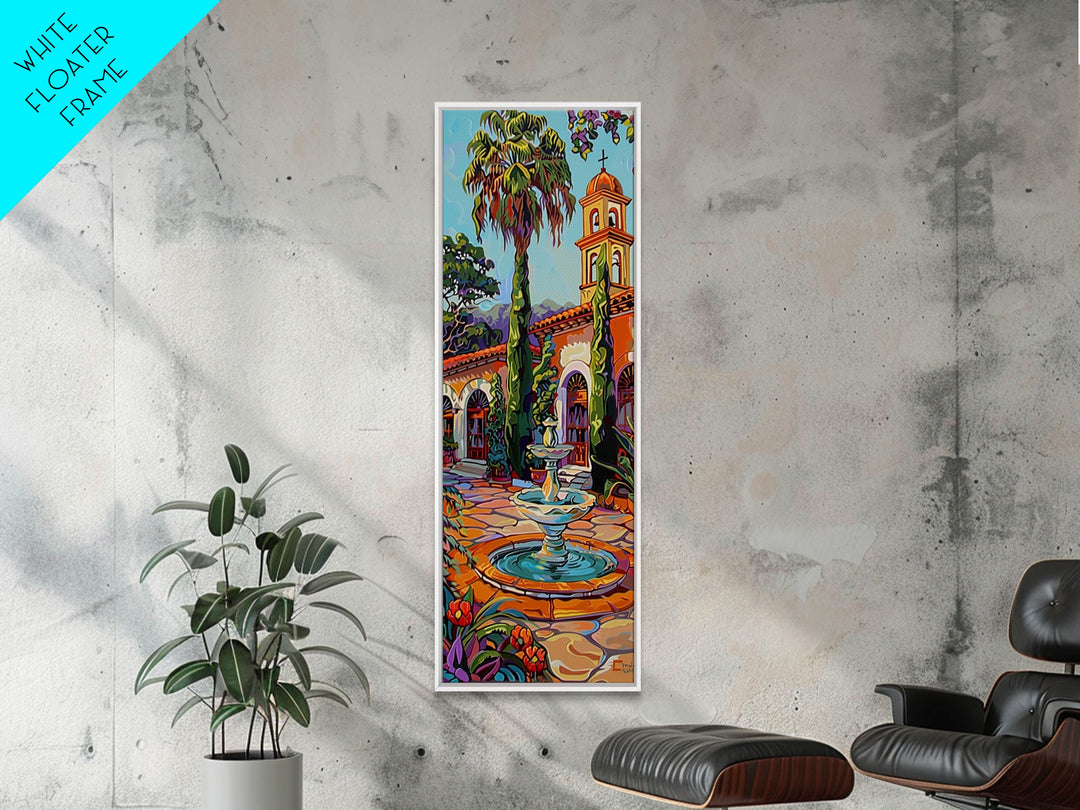 Mexican Inspired Canvas Painting Framed and Printed, Colorful Wall Art for Kitchen, Skinny Art for Living Room, Rustic Spanish Inspired Art