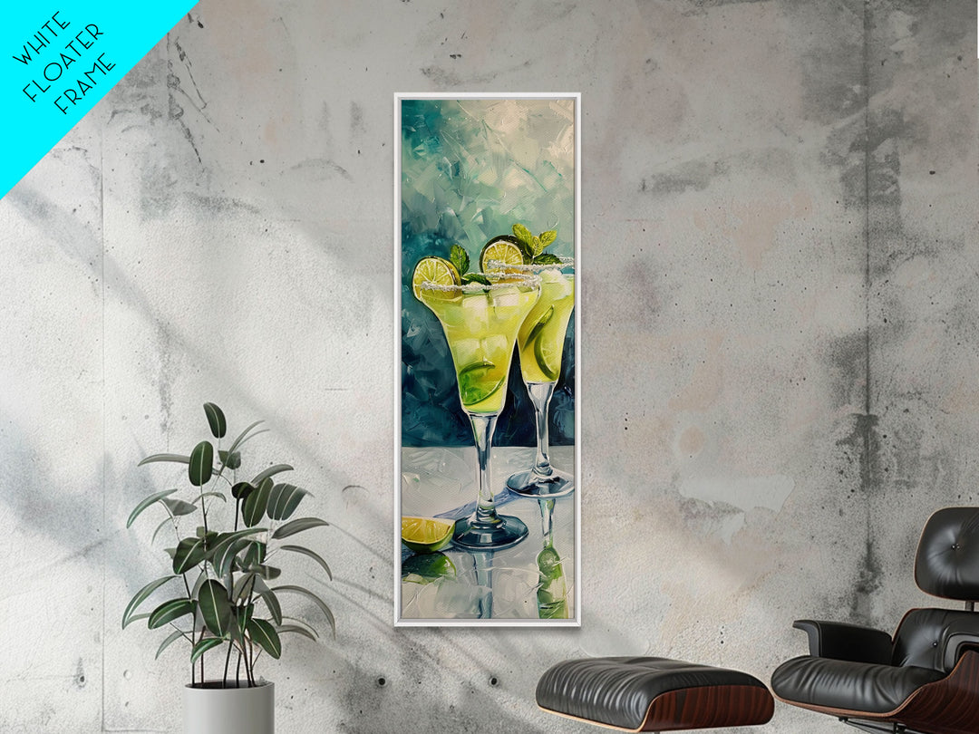 Vertical Martini Wall Art Framed and Printed on Canvas, Oversized Martini Poster, Bar Art Painting, Textured Painting, Kitchen Wall Art