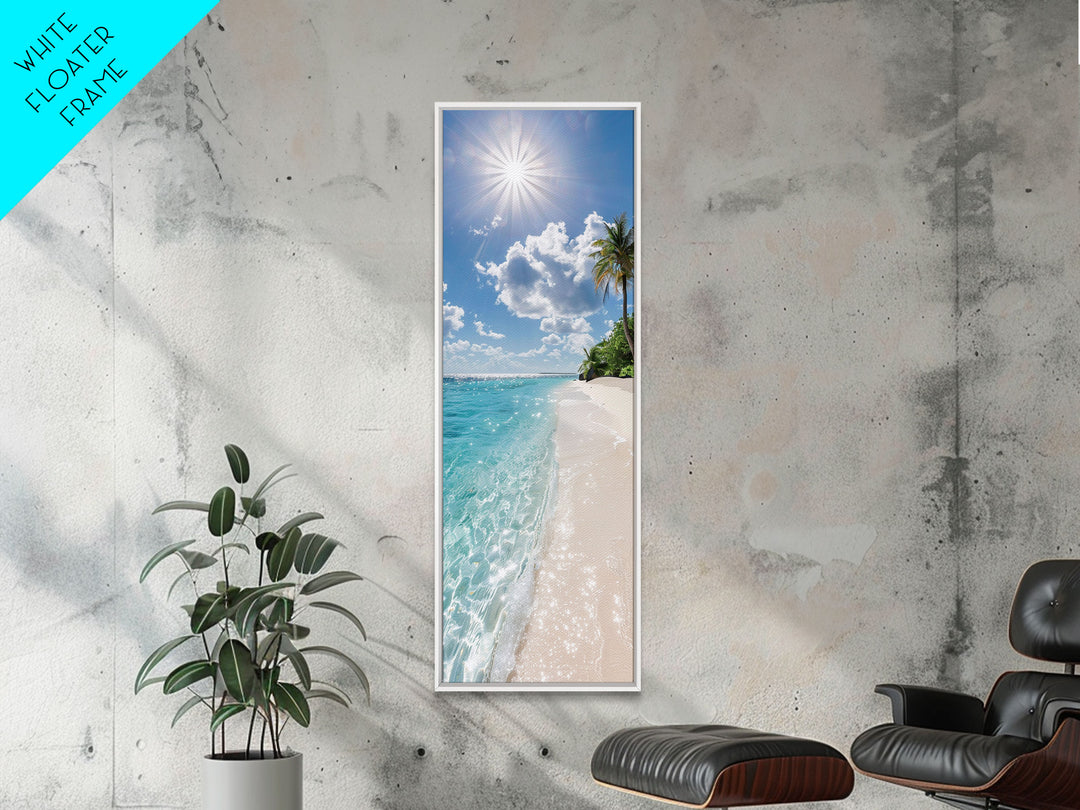 Tranquil Crystal Clear Ocean Water and Sky Landscape Photography, Stunning Framed Canvas Print for Beach Themed Wall Art Lovers