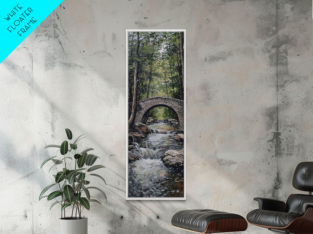 The Autumn Bridge, Framed Canvas print, New England Landscape Painting Print, Wall Art, Home Decor