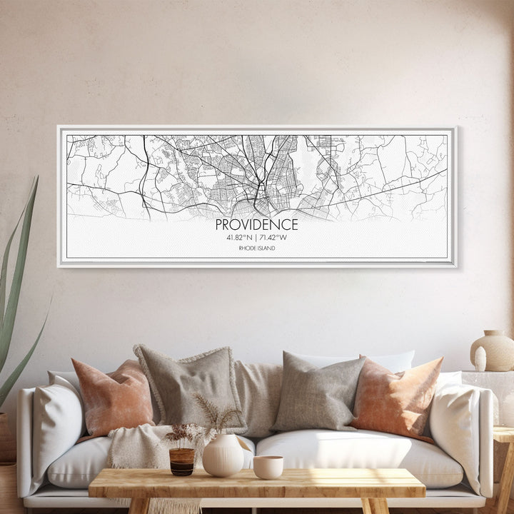 Panoramic Providence City Map, Rhode Island Art, Map Print, Minimalist Wall Art, Canvas Art, Housewarming Gift, Street Map Art, Closing Gift