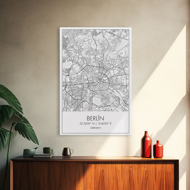 Berlin Street Map, Germany Map, Europe City Map Art, Modern Art, Wall Art, Canvas Print, Canvas Wall Art, Travel Lover Gift, Guest Room Art