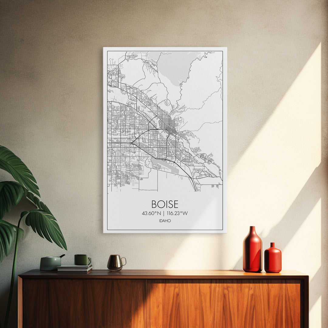 Boise Street Map, Idaho Map, City Map Art, Modern Wall Art, Wall Art, Canvas Print, Canvas Wall Art, Home Décor Wall Art, Travel Print