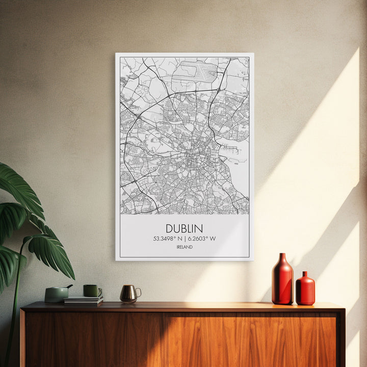 Dublin Street Map, Ireland Map, Europe City Map Art, Minimalist Art, Wall Art, Canvas Print, Pilot Gifts, Travel Wall Art, Above Bed Décor