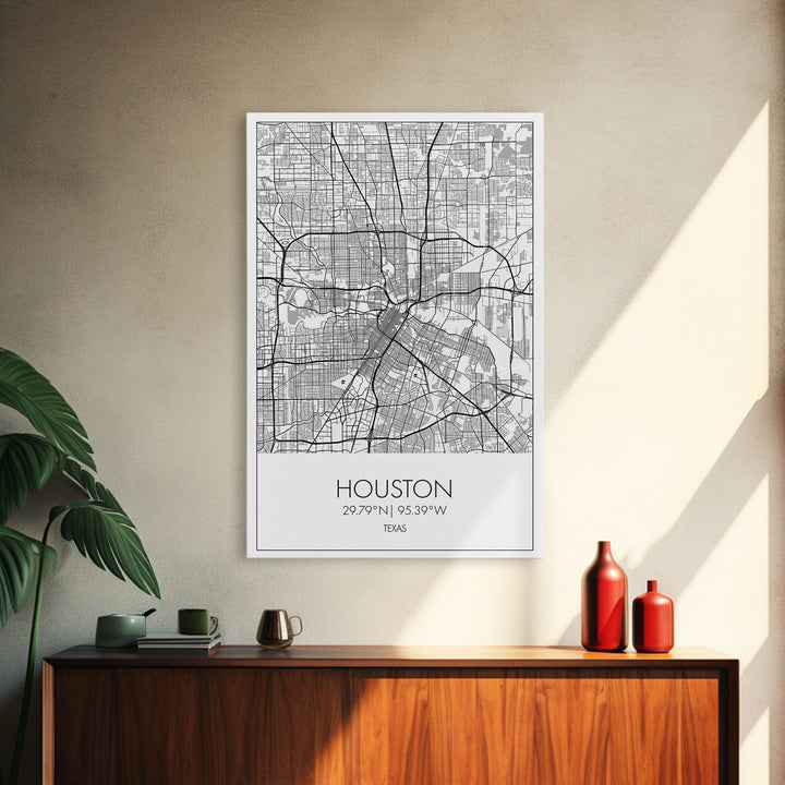 Houston Street Map, Texas Map, ity Map Art, Minimalist Art, Wall Art, Canvas Print, Travel Print, Farmhouse Wall Art, Gift For Couple