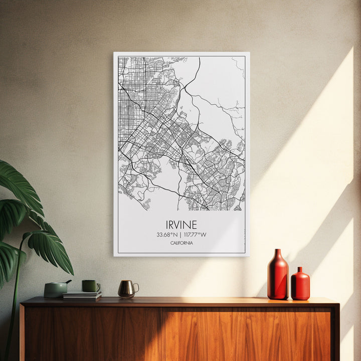 Irvine Street Map, California Map, City Map Art, Minimalist Art, Wall Art, Canvas Print, Travel Wall Print, Gift For Her, Home Office Art