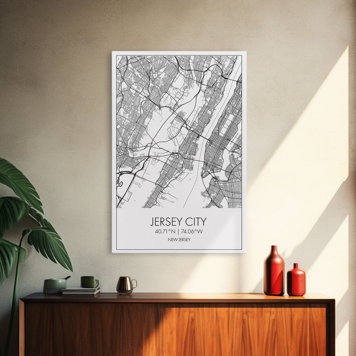 Jersey City Street Map, New Jersey Map, City Map Art, Modern Wall Art, Wall Art, Canvas Print, Bedroom Print, Travel Wall Décor, Travel Gift