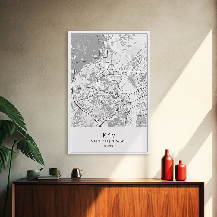 Kyiv Street Map, Ukraine Map, Europe City Map Art, Modern Wall Art, Wall Art, Canvas Print, Canvas Wall Art, Travel Print, Travelling Gift