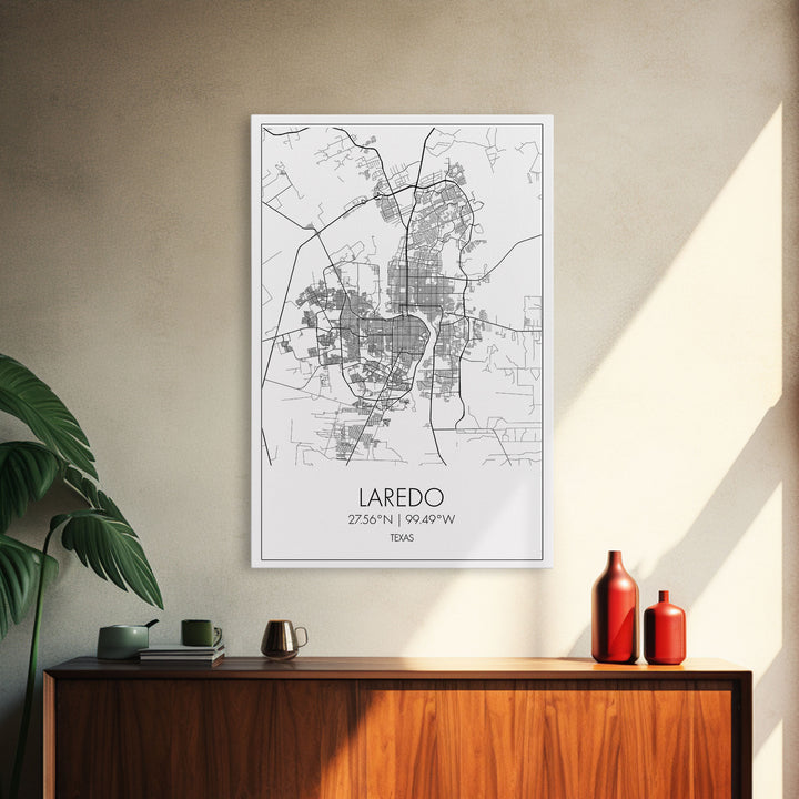 Laredo Street Map, Texas Map, City Map Art, Modern Wall Art, Wall Art, Canvas Print, City Wall Art, Wall Hanging, Gifts For Him, Travel Art