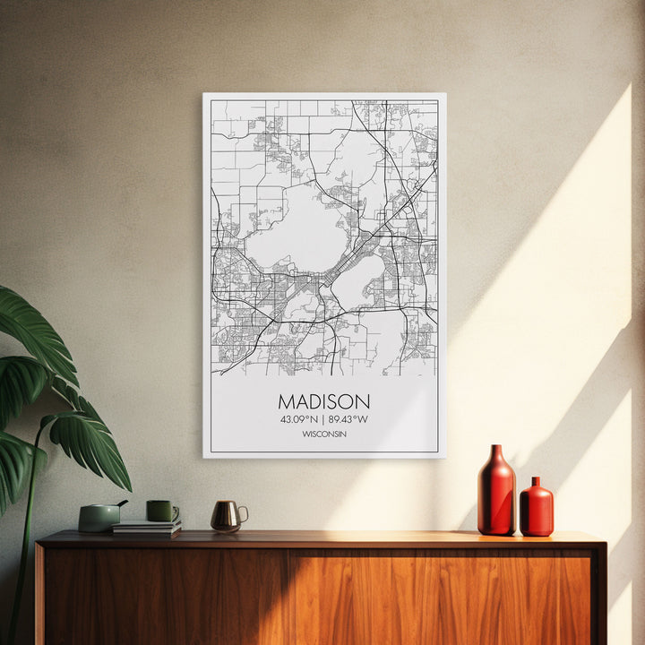 Madison Street Map, Wisconsin Map, City Map Art, Modern Art, Wall Art, Canvas Print, Bedroom Wall Art, Travel Wall Print, Gift For Men