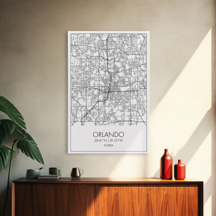 Orlando Street Map, Florida Map, City Map Art, Modern Art, Wall Art, Canvas Print, Master Bedroom Décor, Aviation Gifts, Travel Wall Art