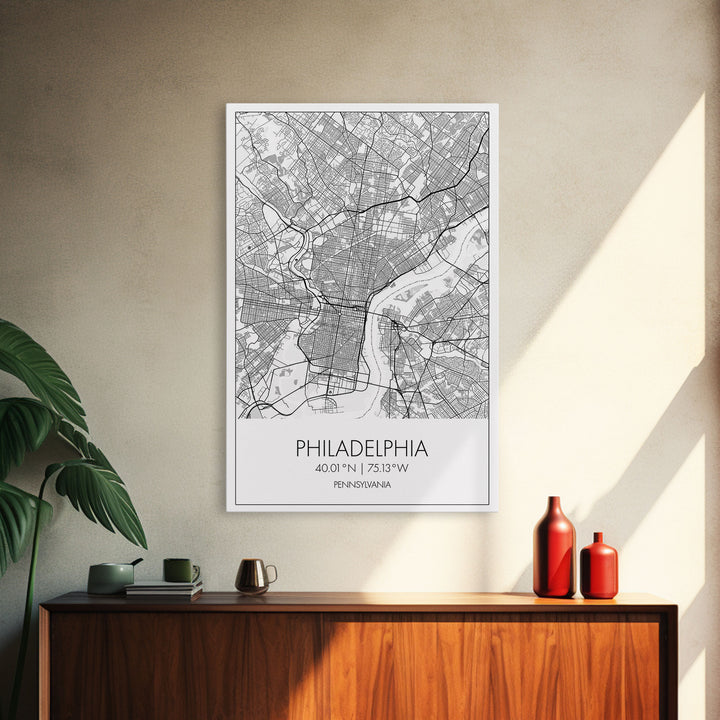 Philadelphia Street Map, Pennsylvania Map, City Map Art, Minimalist Art, Wall Art, Canvas Print, Bedroom Print, Gift For Him, Travel Print