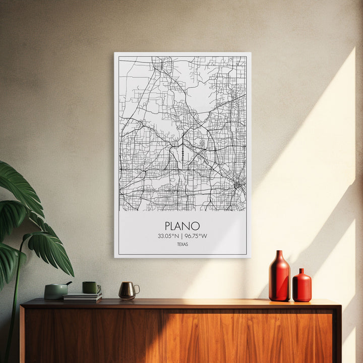 Plano Street Map, Texas Map, City Map Art, Minimalist Art, Wall Art, Canvas Print, Wall Art Prints, Travelling Gift, Living Room Décor