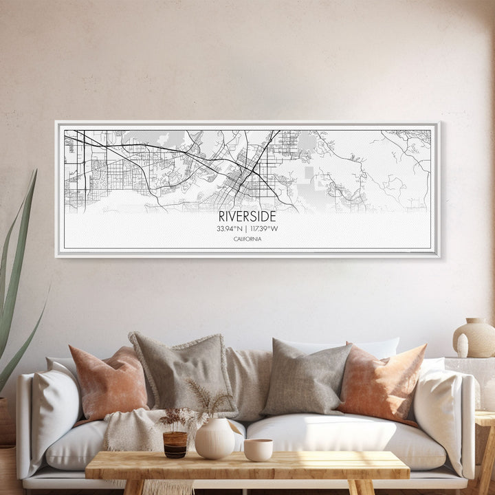 Panoramic Riverside City Map, California Art, Map Print, Minimalist Wall Art, Canvas Art, Housewarming Gift, Street Map Art, Closing Gift