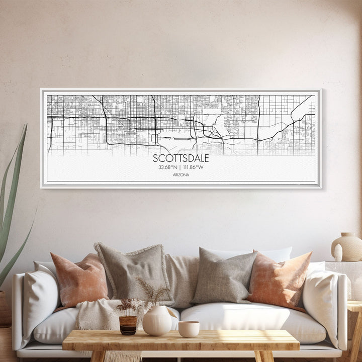 Panoramic Scottsdale City Map, Arizona Art, Map Print, Minimalist Wall Art, Canvas Art, Housewarming Gift, Street Map Art, Closing Gift