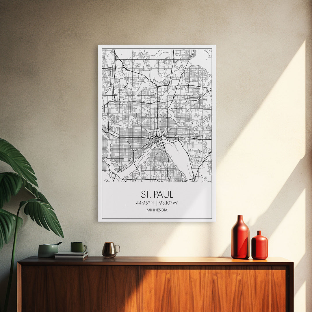 St Paul Street Map, Minnesota Map, City Map Print, Modern Wall Art, Wall Art, Canvas Print, Bedroom Wall Art, Traveler Gift, Travel Wall Art