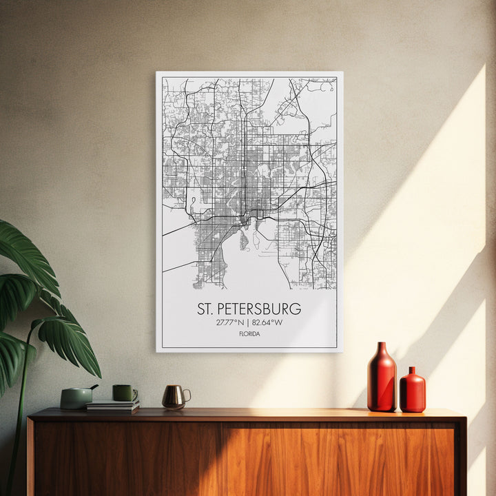 St Petersburg Street Map, Florida Map, City Map Print, Modern Wall Art, Wall Art, Canvas Print, Office Wall Art, Bon Voyage Gift, Travel Art