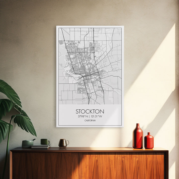 Stockton Street Map, California Map, City Map Print, Modern Wall Art, Wall Art, Canvas Print, Girls Room Décor, Gifts For Dad