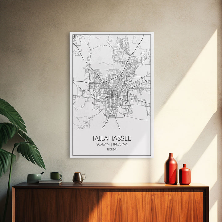 Tallahassee Street Map, Florida Map, City Map Print, Modern Wall Art, Wall Art, Canvas Print, Wall Art Canvas, Gift For Women, Travel Print