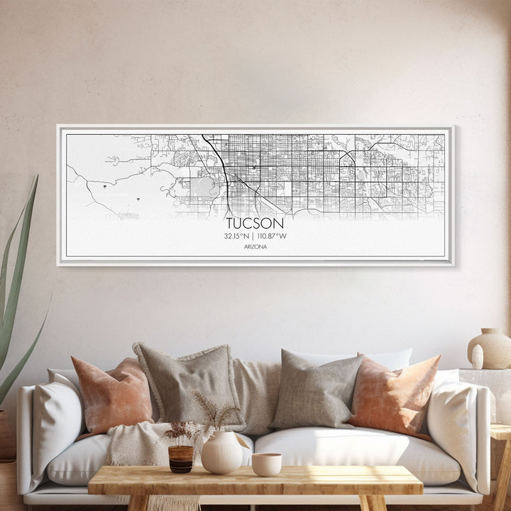 Panoramic Tucson City Map, Arizona Art, Map Print, Minimalist Wall Art, Canvas Art, Housewarming Gift, Street Map Art, Closing Gift