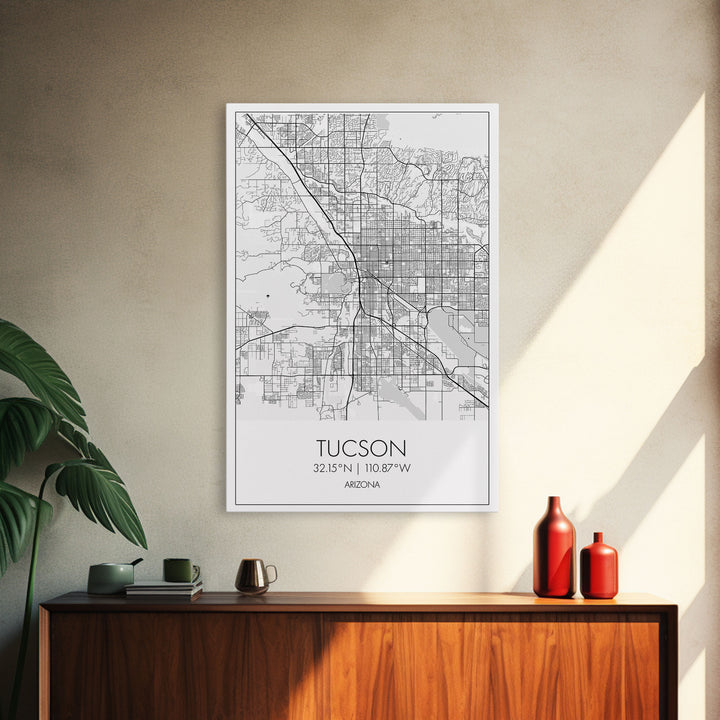 Tucson Street Map, Arizona Map, City Map Print, Modern Wall Art, Wall Art, Canvas Print, Minimal Wall Art, Family Gift, Travel Wall Décor