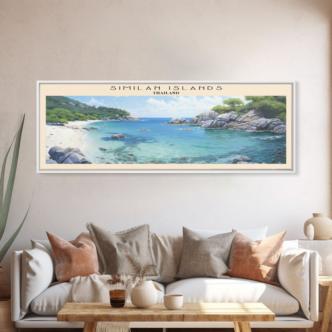 Similan Islands Travel Art Framed Canvas Print, COUNTRY Wall Decor, Home Decor, Travel Poster, Vintage Wall Art, Watercolor Painting