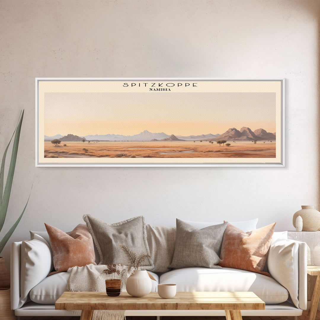 Spitzkoppe Retro Style Travel Poster - Framed Canvas Print - COUNTRY Travel Decor | Vintage Style Home Decor - Travel Print - Wall Art