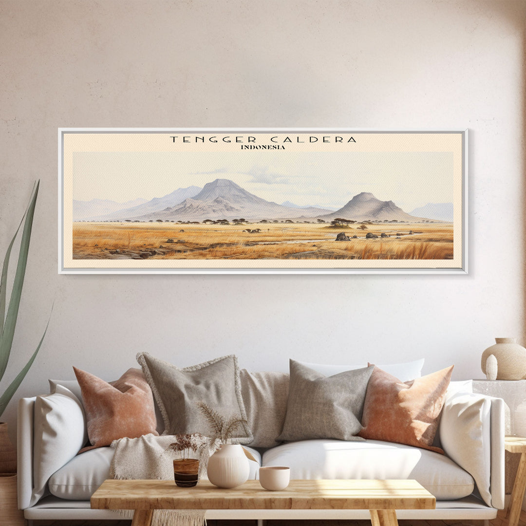 Tengger Caldera Framed Canvas Print Travel Poster | Wall Art | Home Decor | Gift For Travel Lover | Wall Hanging | Original Art