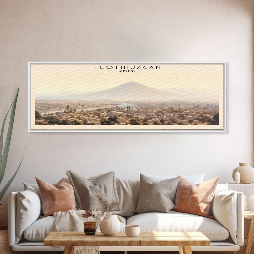 Teotihuacan COUNTRY | Framed Travel Poster Canvas Print | Trendy Wall Art | Watercolor Painting | Living Room Art | Unique Art